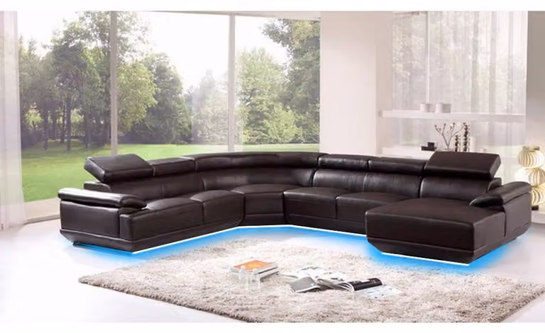 Wohnlandschaft Ecksofa Ledersofa mit USB,Sofa Couch Polster Sitz Eck Garnitur