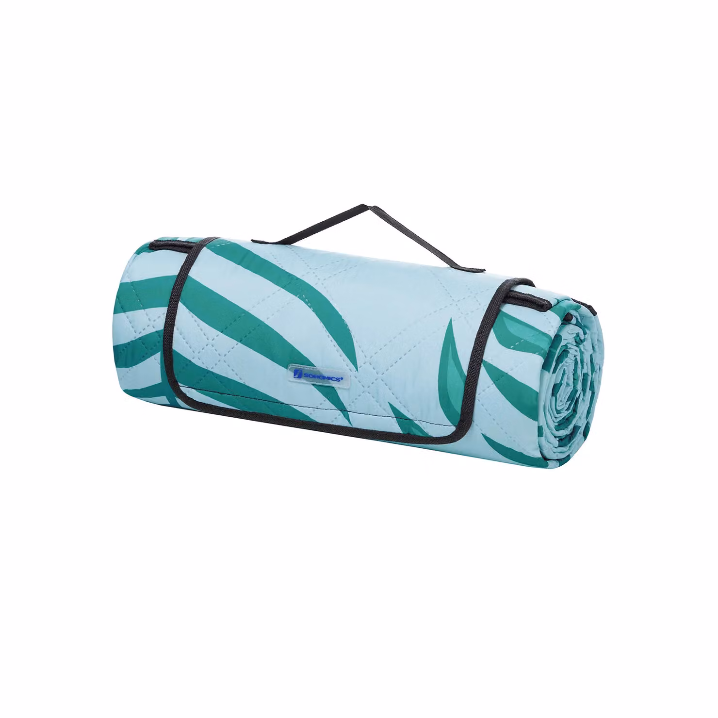 Coperta Picnic Lavabile in Lavatrice con Strato Impermeabile, Motivo a Felce + Azzurro / 200 x 200 cm
