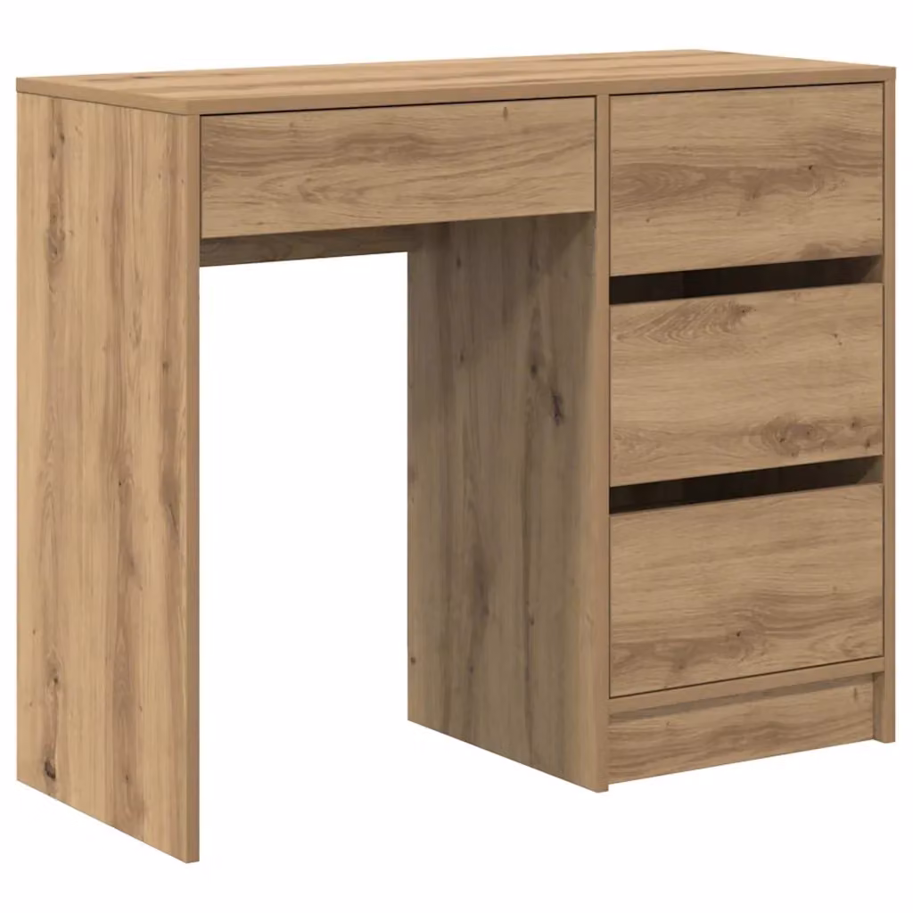 Scrivania moderna vidaXL in legno MDF laminato colore rovere marrone L: 90 cm, P: 60 cm, H: 75 cm – 2