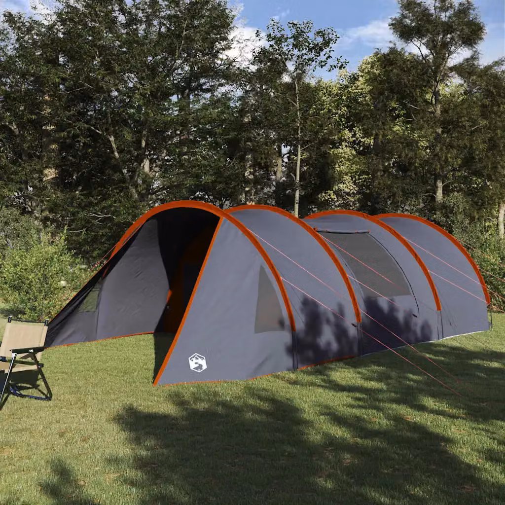Tenda Tunnel vidaXL per 5 persone, Grigio e Arancione