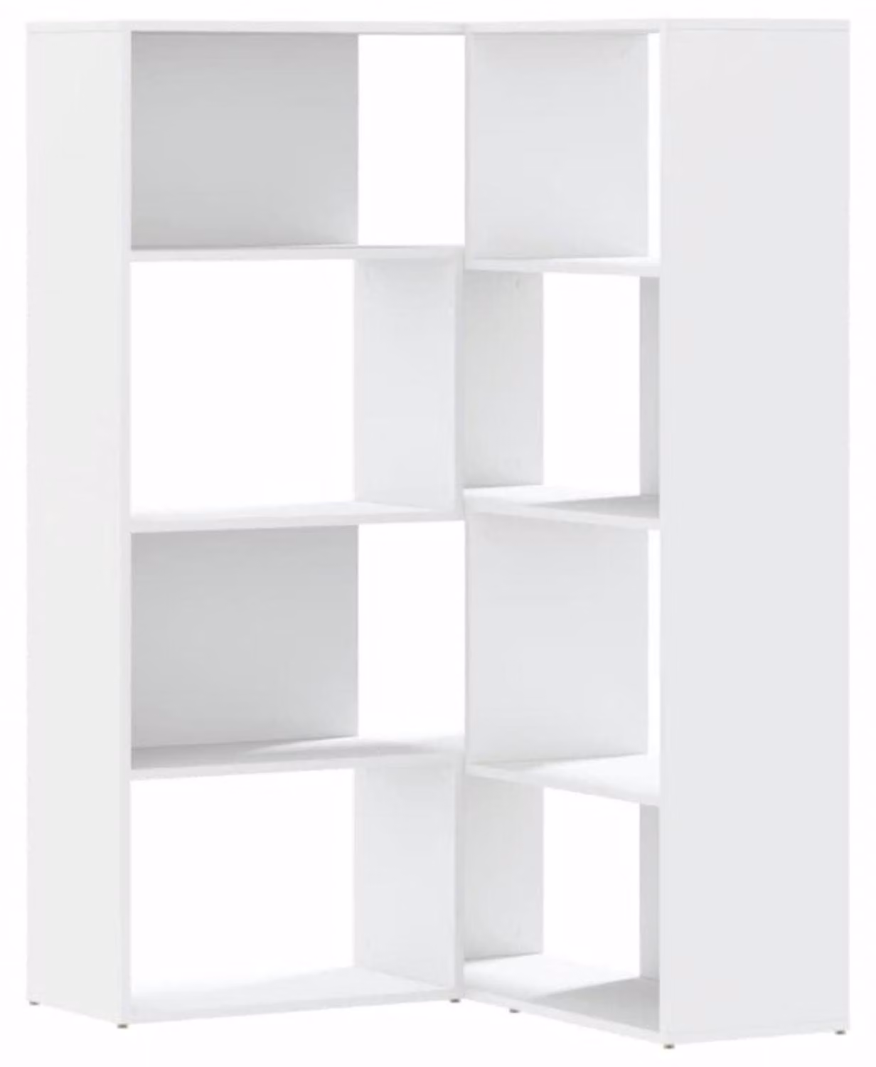 Libreria ad angolo 4 ripiani bianco 85x85x140 cm materiale legno