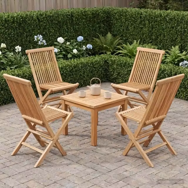 Set di 4 sedie da giardino pieghevoli vidaXL in legno di teak naturale marrone