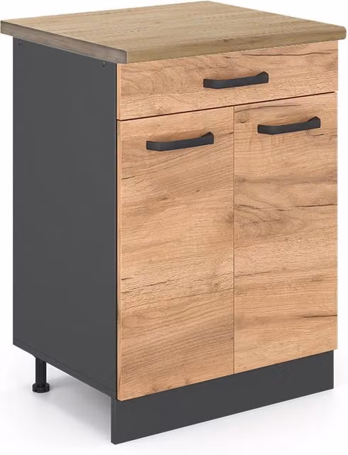 Mobiletto base per cucina R-Line Rovere dorato/Antracite 60 cm, AP Oak Vicco