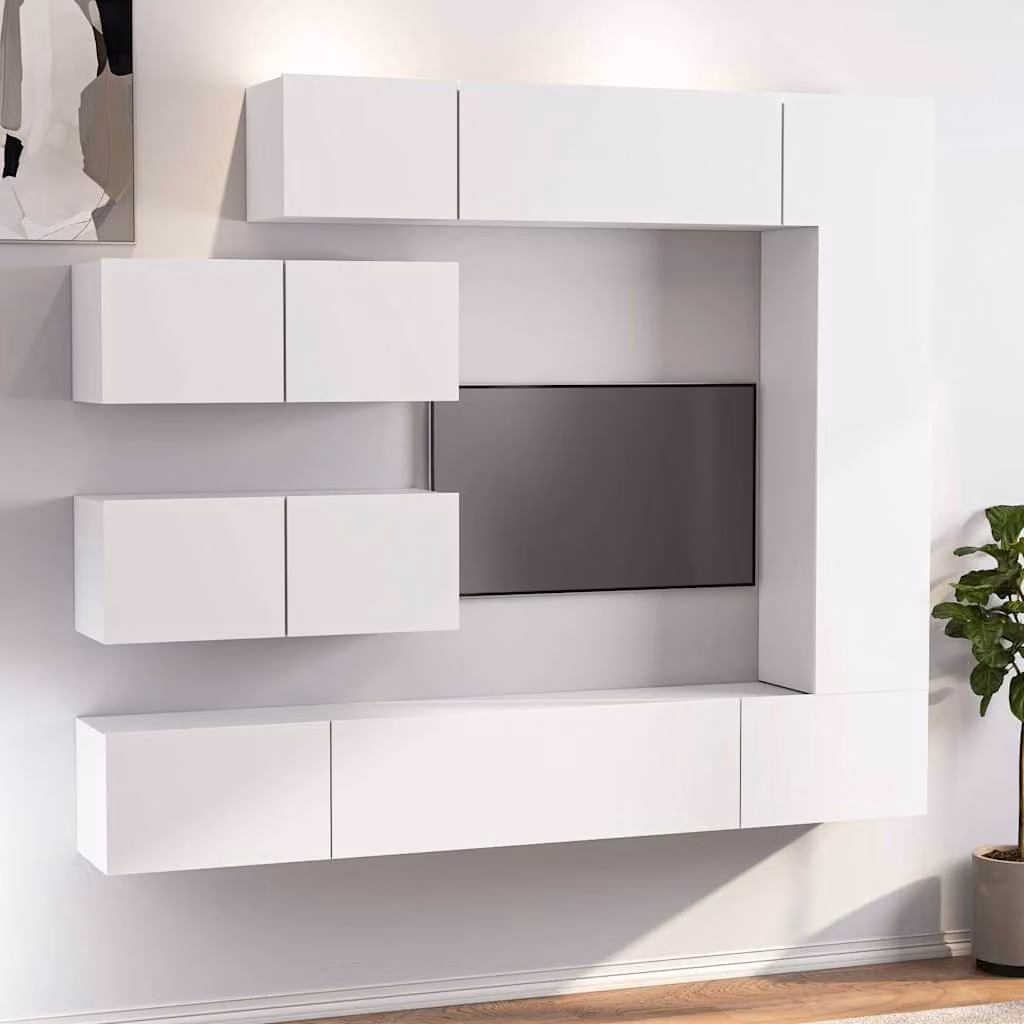 vidaXL Set di Mobili Porta TV 7 pz Bianco in Legno e MDF per Soggiorno – 1