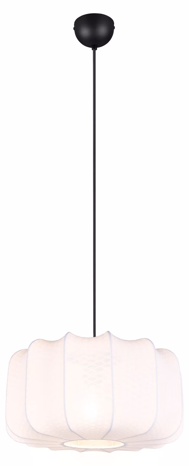 Trio Leuchten - Japandi Japandi lampada a sospensione I lampada a sospensione nera con bianco 40cm - Madleine I soggiorno I camera da letto - tessile rotondo - LED adatto E27