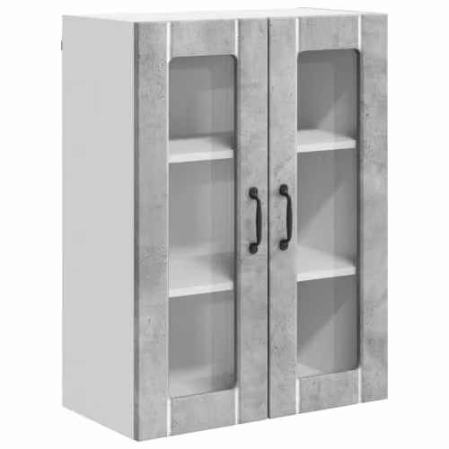 Helloshop26 Armadietto da cucina moderno pratico 60 x 31 x 80 cm in legno di ingegneria, grigio cemento 02_0054105