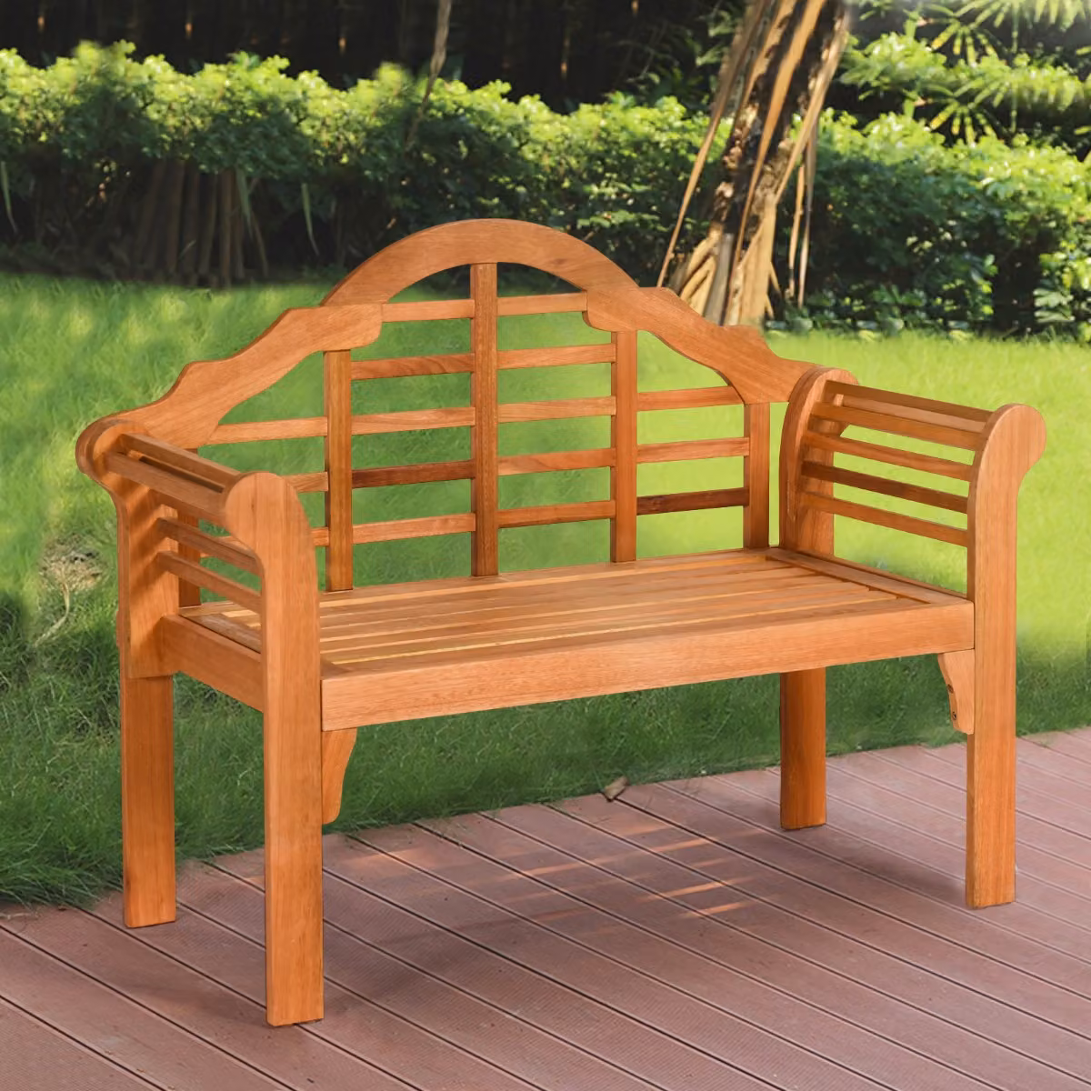 Panca pieghevole da giardino Costway in legno massiccio marrone, Larghezza: 123 cm