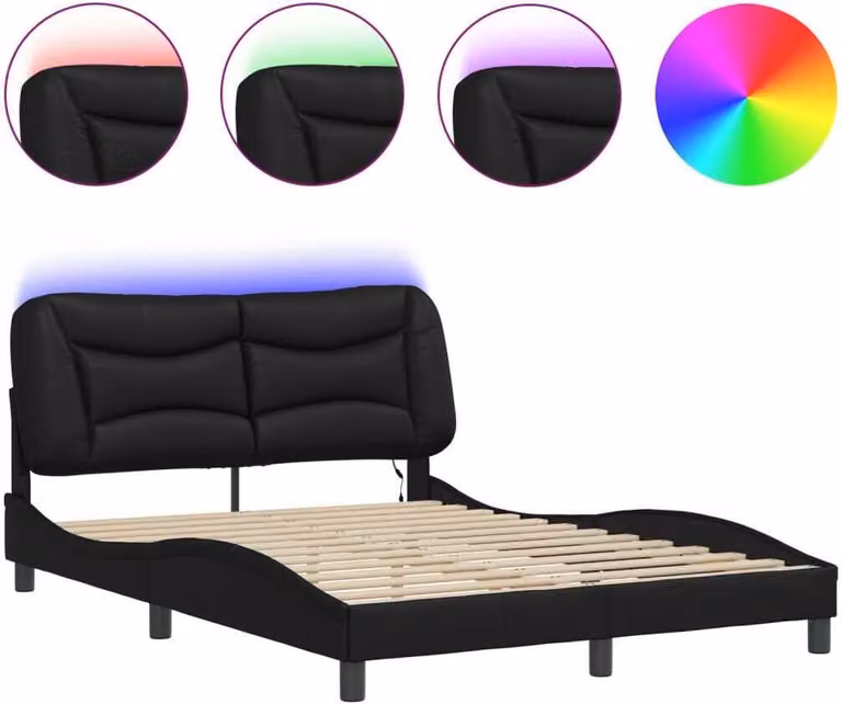 Giroletto con LED senza Materasso Hvar Nero 140x190 cm