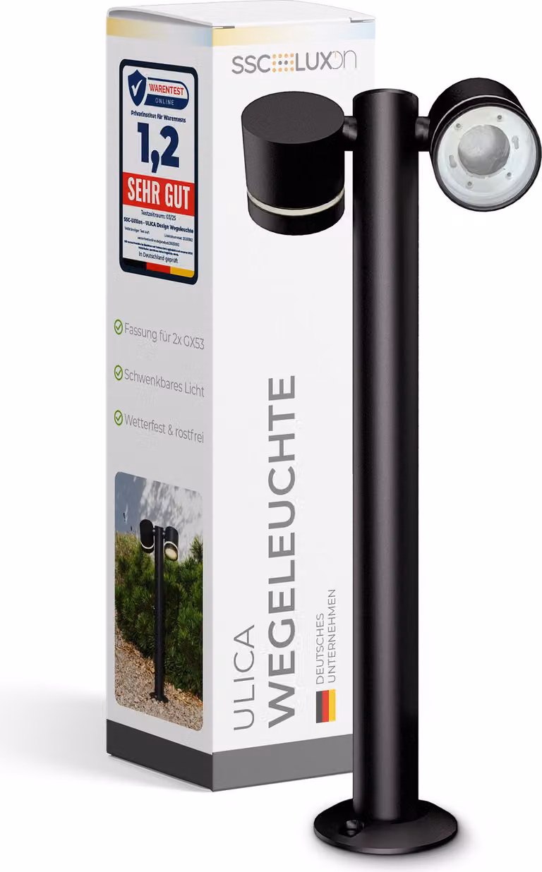 SSC-LUXon ULICA presa per piedistallo da esterno per 2x GX53 - lampada da bitta da esterno IP54 orientabile 230V lampada da terra per sentiero