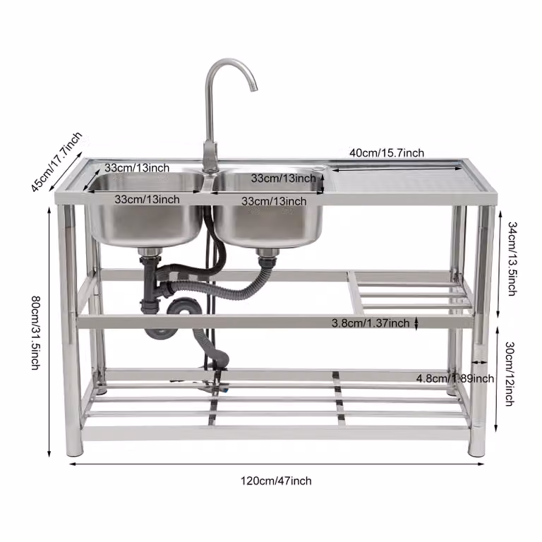 Lavello da cucina in acciaio inox, struttura resistente, design ergonomico, argento