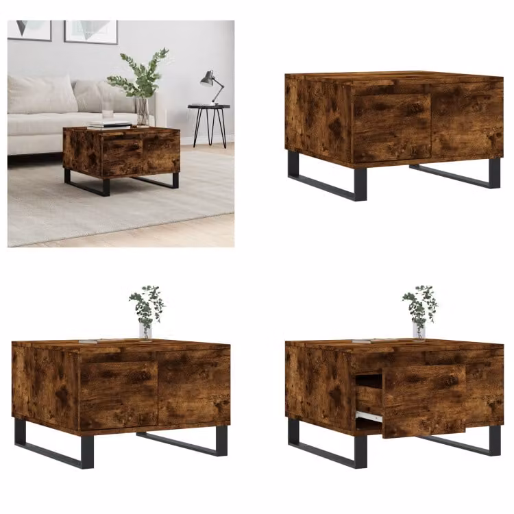 vidaXL Tavolino in rovere affumicato 55x55x36,5 cm in legno - Tavolino - Tavolini - Tavolino - Tavolo da divano