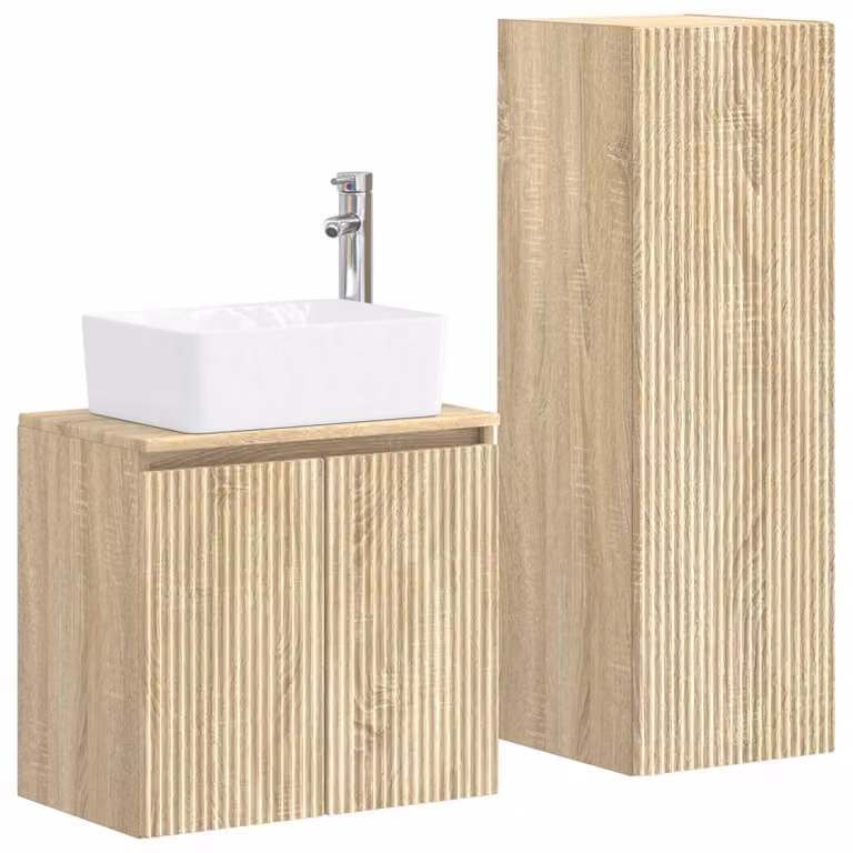 Set di mobili da bagno, 2 pezzi, effetto legno Sonoma, 33 x 34,5 x 100 cm