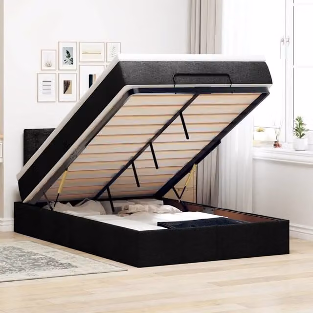 Pouf Letto con Materasso vidaXL in Tessuto Bianco e Nero L: 200 cm, P: 120 cm, H: 88 cm – 1