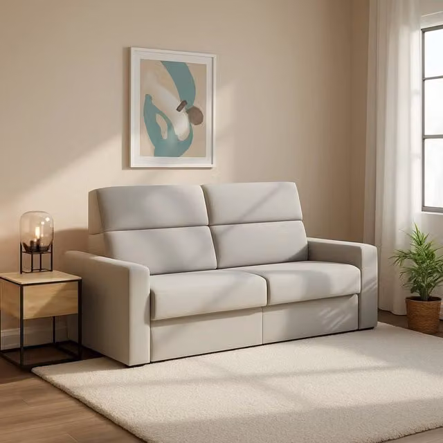 Divano Letto Ecate DMORA a 2 Posti con Rivestimento Sfoderabile in Tessuto Grigio, L: 200 cm, P: 95 cm
