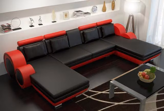 Lederecksofa Ledereckcouch Sofa Garnitur XXL LiegeLedersofa Berlin U-Form Couch