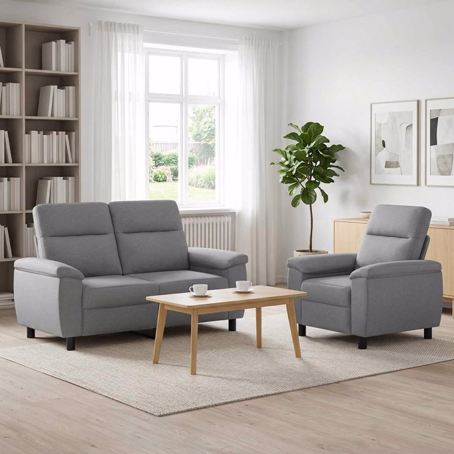 Set di 2 divani moderni vidaXL in tessuto grigio con struttura in metallo per il tuo soggiorno