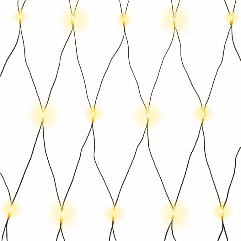 Rete luminosa a batteria 2x2 m 160 LED bianco caldo con funzione timer per uso interno ed esterno tutto l'anno