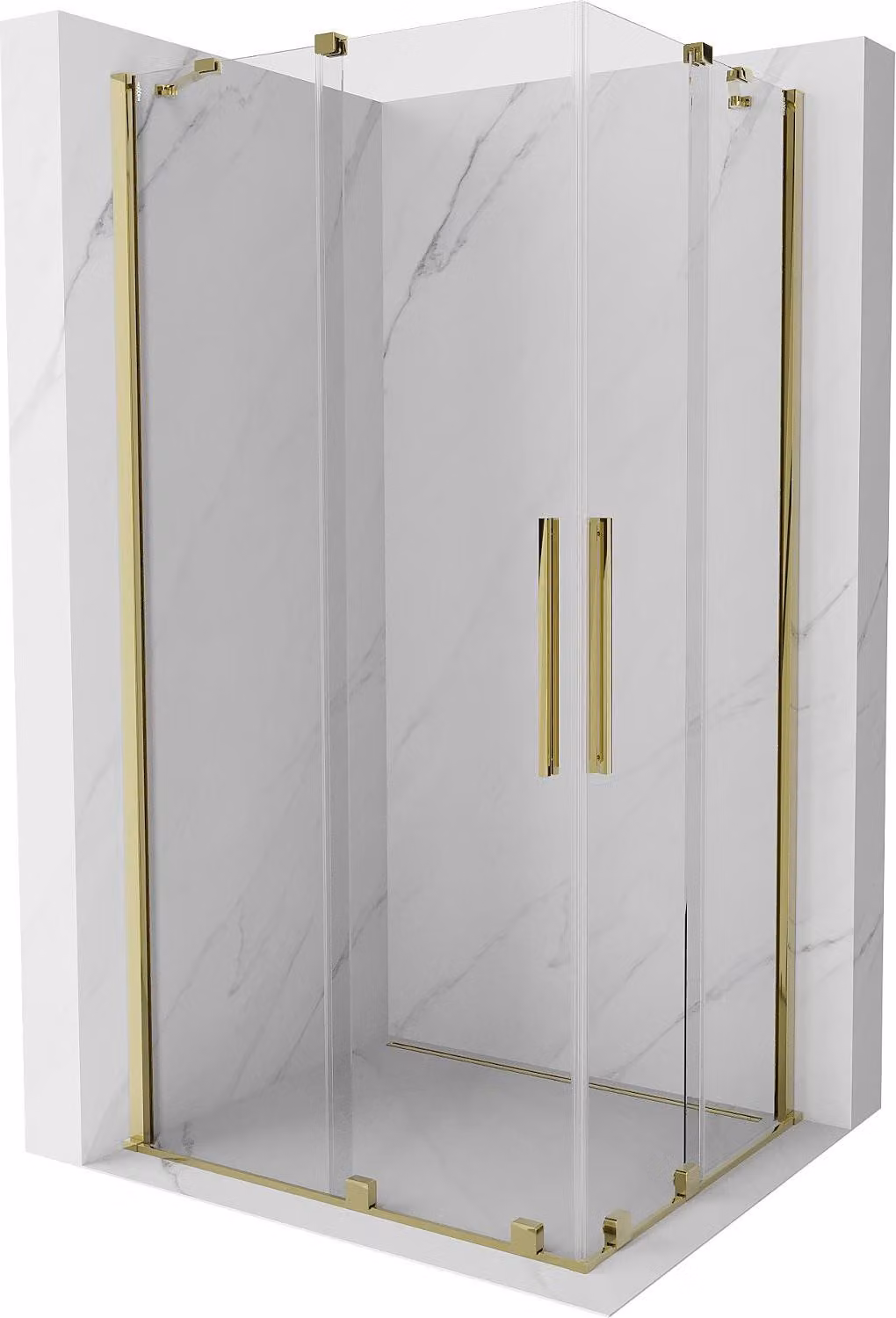 Mexen Velar Duo cabina doccia scorrevole 90 x 80 cm, trasparente, oro - 871-090-080-02-50