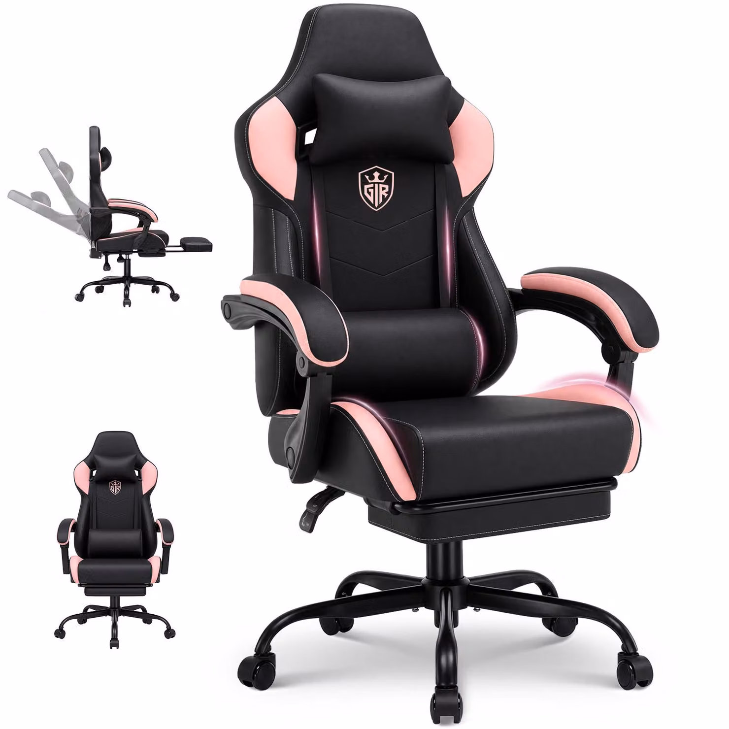 Sedia da gaming GTPLAYER, sedia da ufficio, poltrona da gaming con poggiapiedi, sedia da gaming ergonomica con braccioli regolabili, sedia da scrivania regolabile in altezza