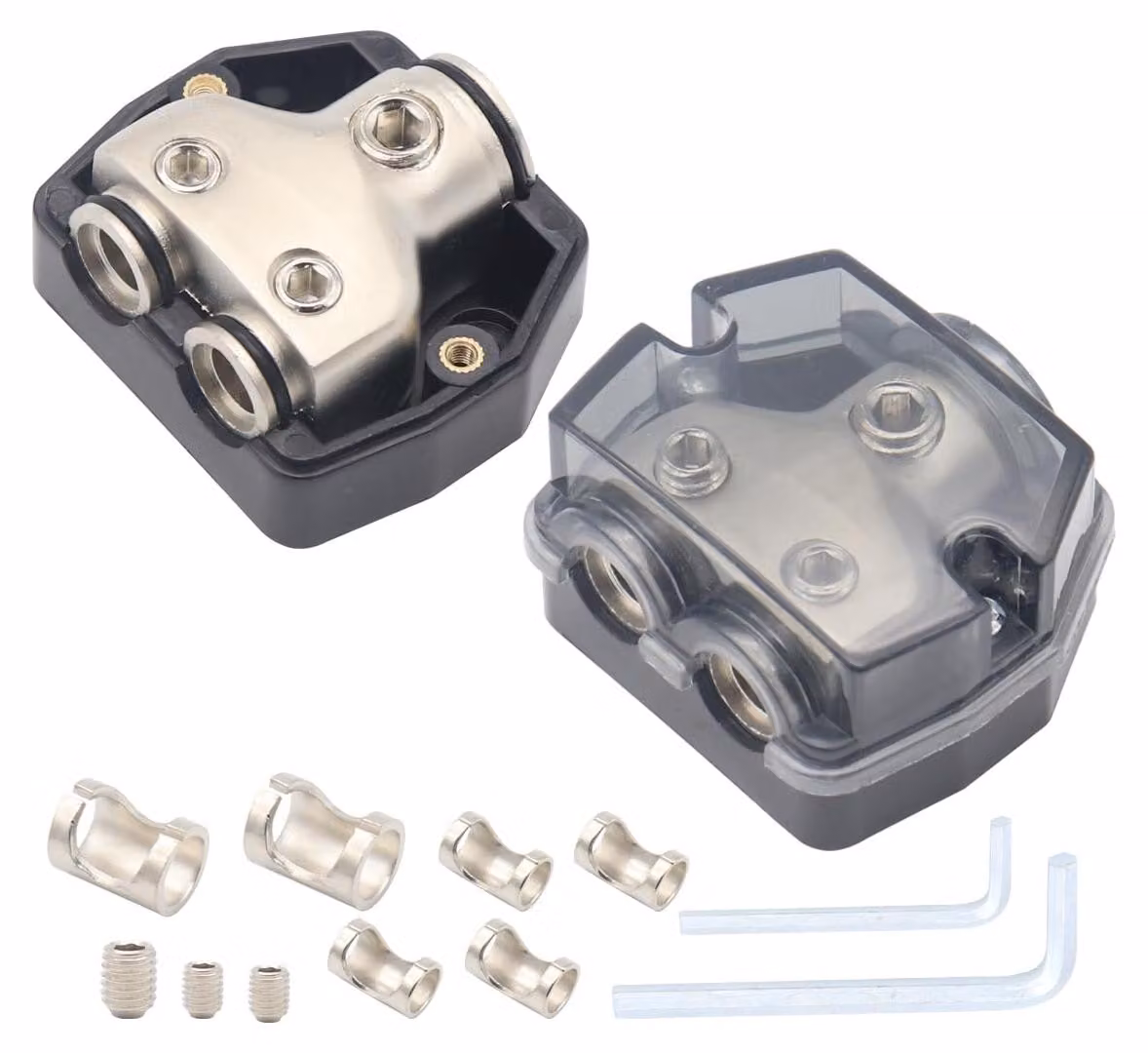 Blocco di distribuzione, sezione 50 mm²/25 mm², composto da 2 parti, morsetti di connessione, per collegamenti elettrici