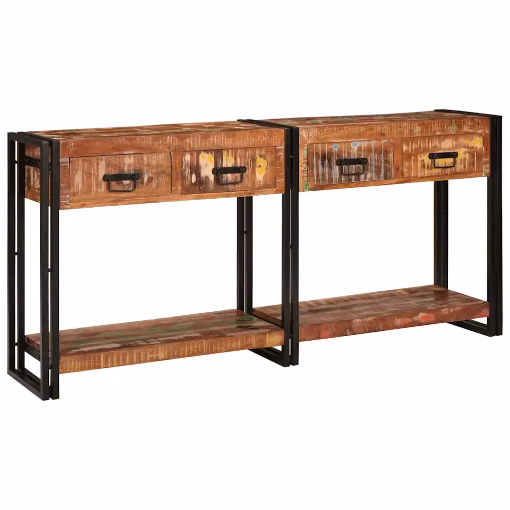 Set di 2 tavoli consolle vidaXL in legno stile rustico multicolore L/P/H: 161 x 33 x 75 cm