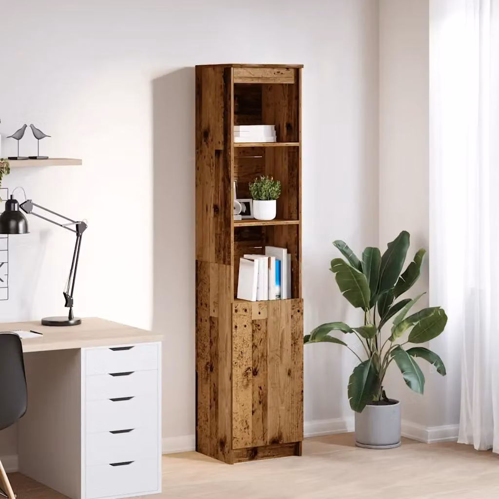 Credenza Buffet in Legno Antico Marrone DESIGN IN con Ante a Battente e Ripiani Interni, L/P/H: 37,5 x 35 x 180 cm – 2