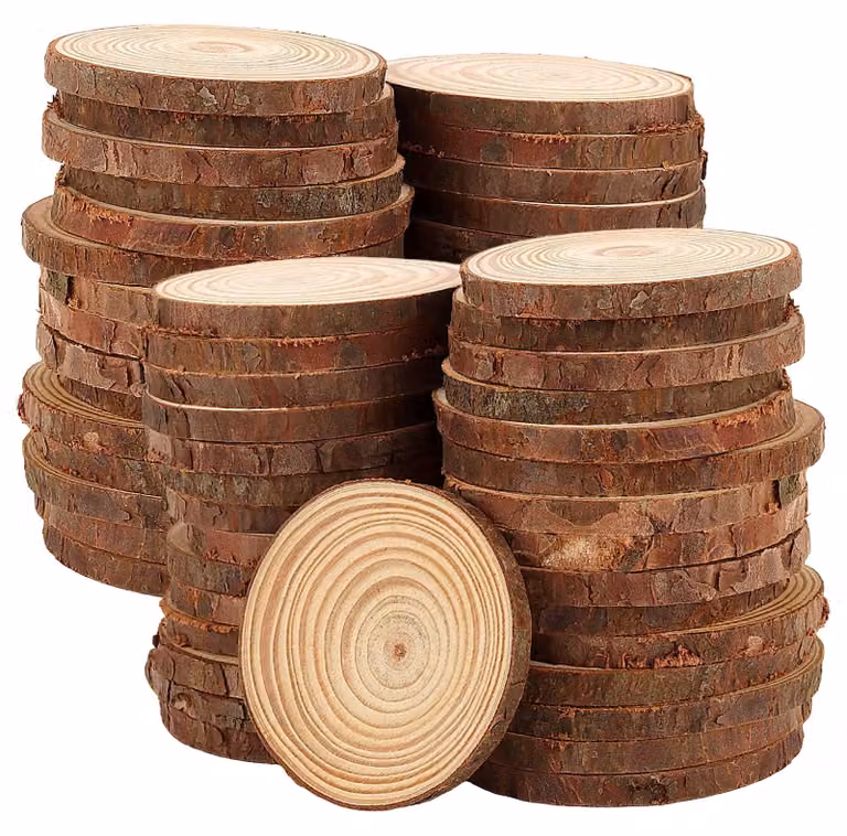 Dischi di legno, 50 pezzi, diametro 6-7 cm, non trattati, forma circolare