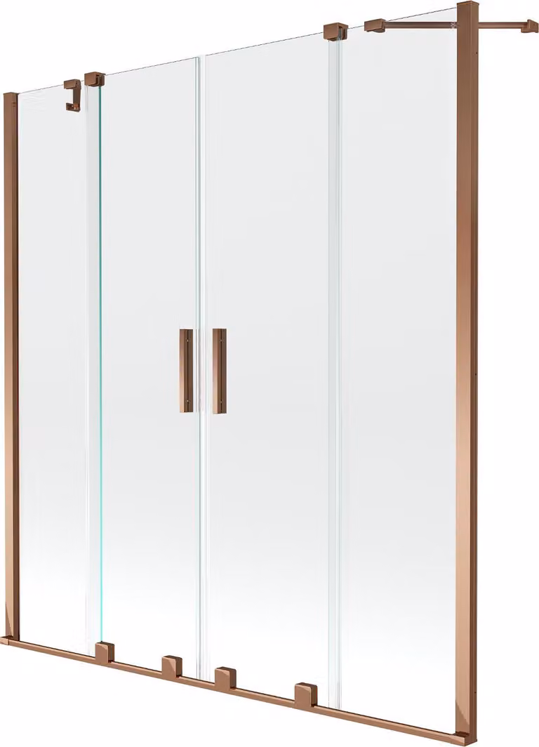 Mexen Velar Duo paratia per vasca da bagno a 2 ante scorrevoli 160 x 150 cm, trasparente, oro rosa - 896-160-000-02-60