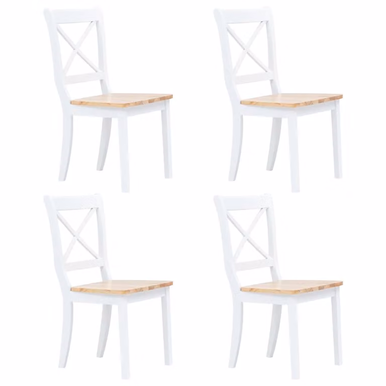 vidaXL Sedie da pranzo 4 pezzi Bianco Legno chiaro Legno massiccio Albero di gomma