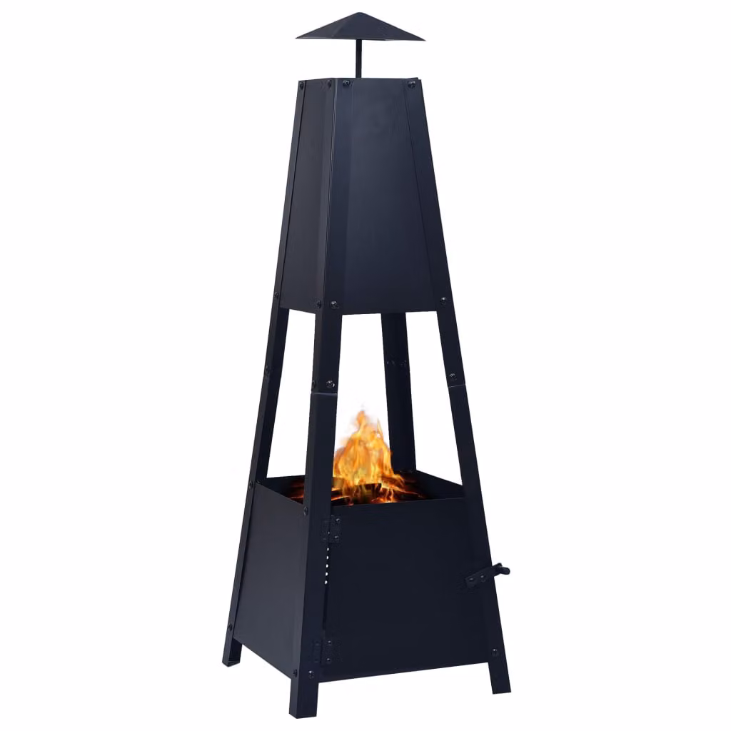 The Living Store Focolare nero 35×35×99 cm in acciaio