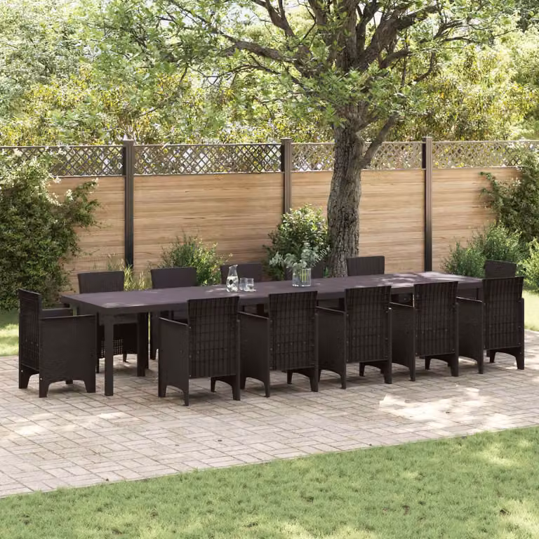 vidaXL Tavolo da giardino rettangolare in polyrattan marrone L: 400 cm, P: 100 cm, H: 73 cm
