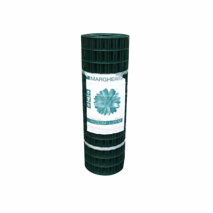 Rete elettrosaldata Margherita in acciaio plastificato Verde Alpi, maglie 50x75 mm, filo 2,1 mm, H 150 cm x L 25 m – 2