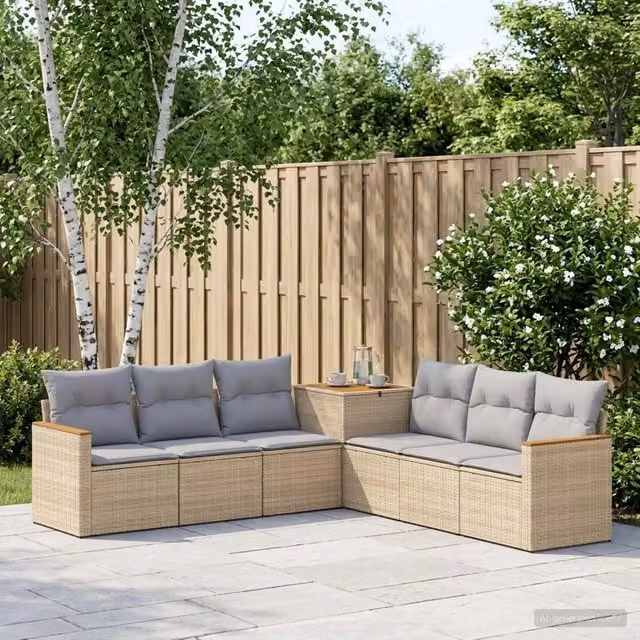 Set di divani 7 pz Beige e Grigio Chiaro 123 x 62 x 69 cm 3448865