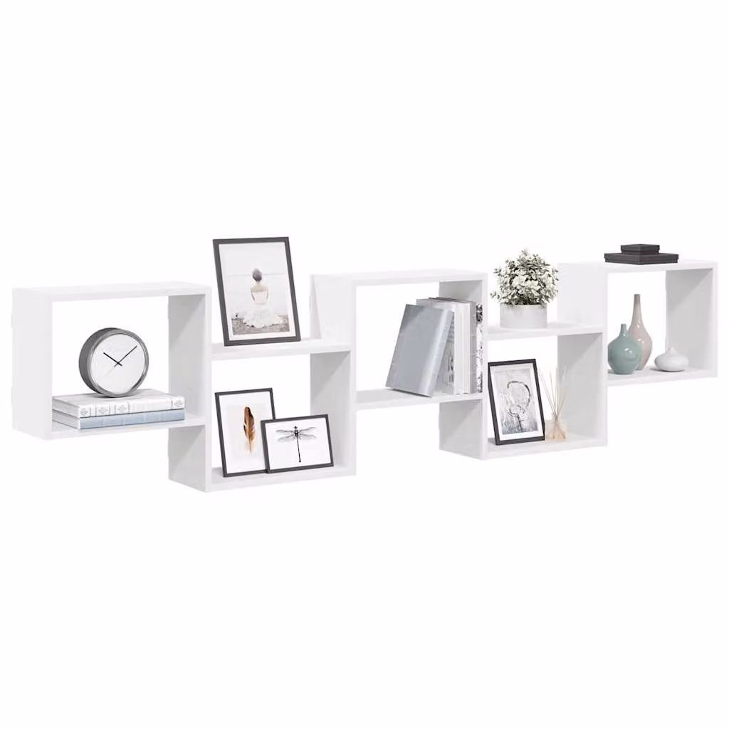 vidaXL Mensola a Cubo da Parete con 5 Scomparti in Legno e MDF Bianco Moderno