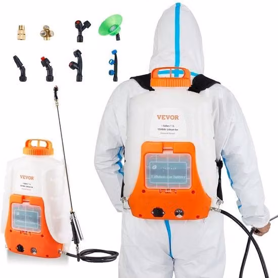 Spreminiatore elettrico Vevor con batteria ricaricabile, regolazione pressione 0-6.2 bar e serbatoio da 16L, colore bianco