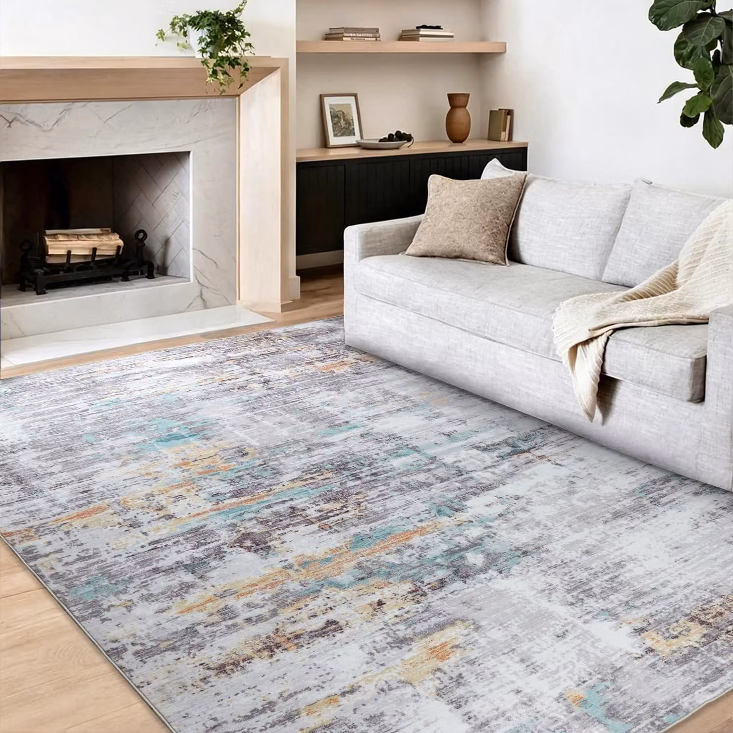 Omgoods - Tappeto grande per soggiorno, 160 x 230 cm, lavabile in lavatrice