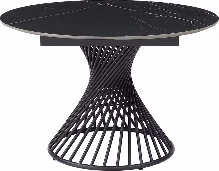 Tavolo da pranzo allungabile - Da 4 a 8 persone - Vetroceramica e metallo - Look in marmo nero - CASTINA