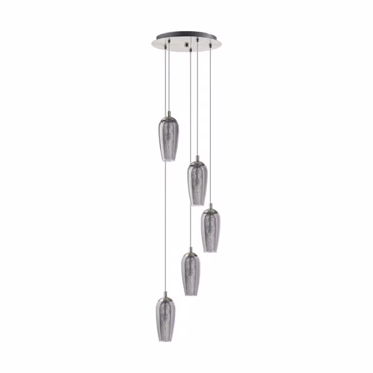 Lampada a sospensione a 5 luci in nichel nero opaco transp Granillefarsala