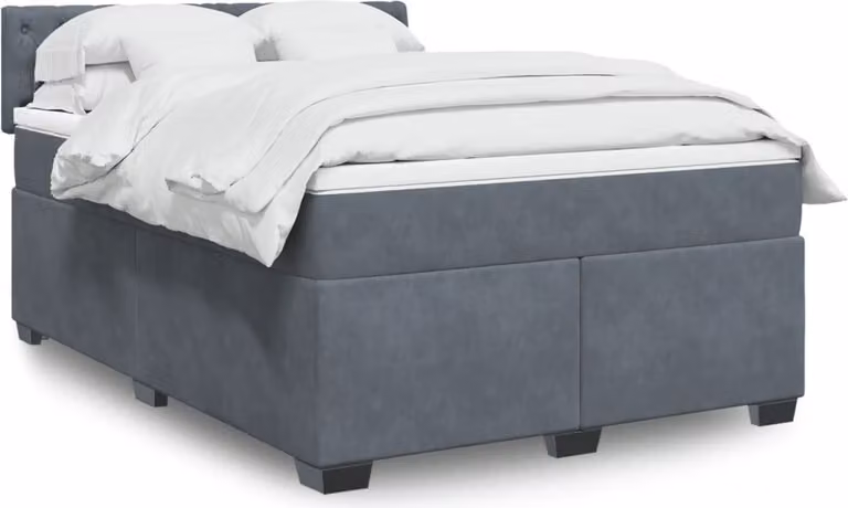 Maison Exclusive - Giroletto a Molle con Materasso Grigio Scuro 140x200 cm Velluto