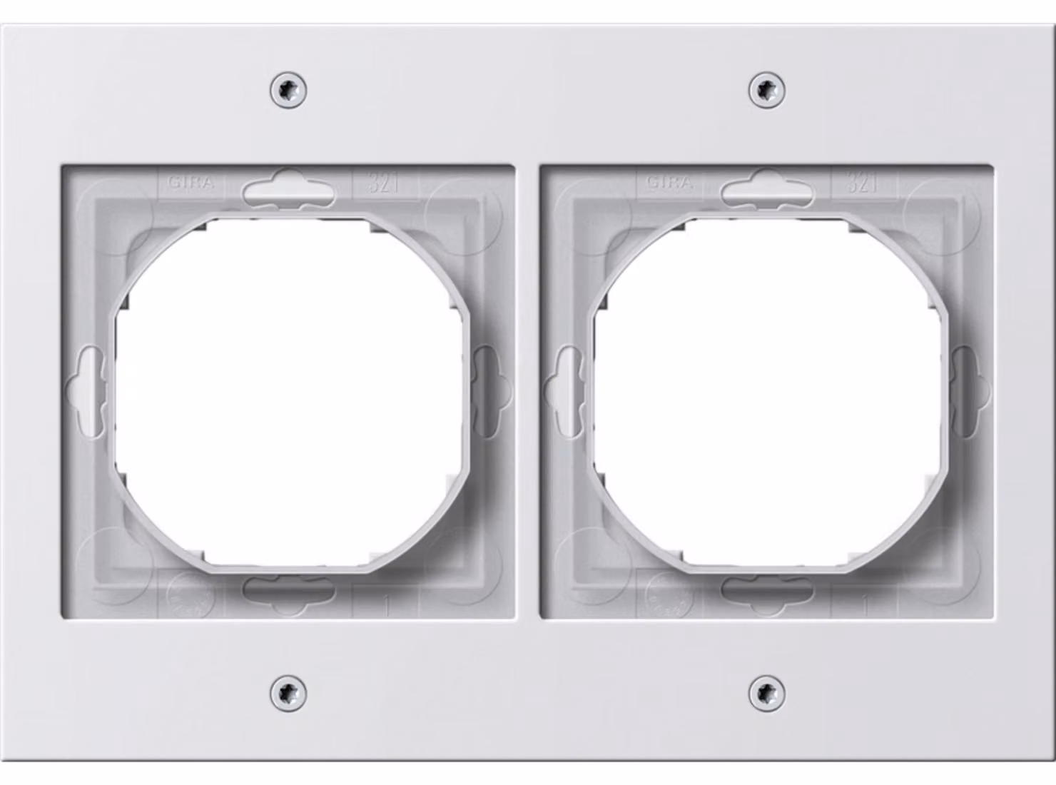 Cornice Gira doppia, TX44, da incasso IP44, bianco puro lucido, 1 pz.