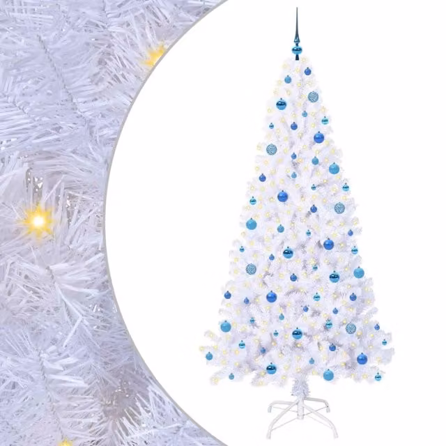 Albero di Natale Artificiale-Albero Natalizio Bianco 210 cm PVC e Acciaio 841500