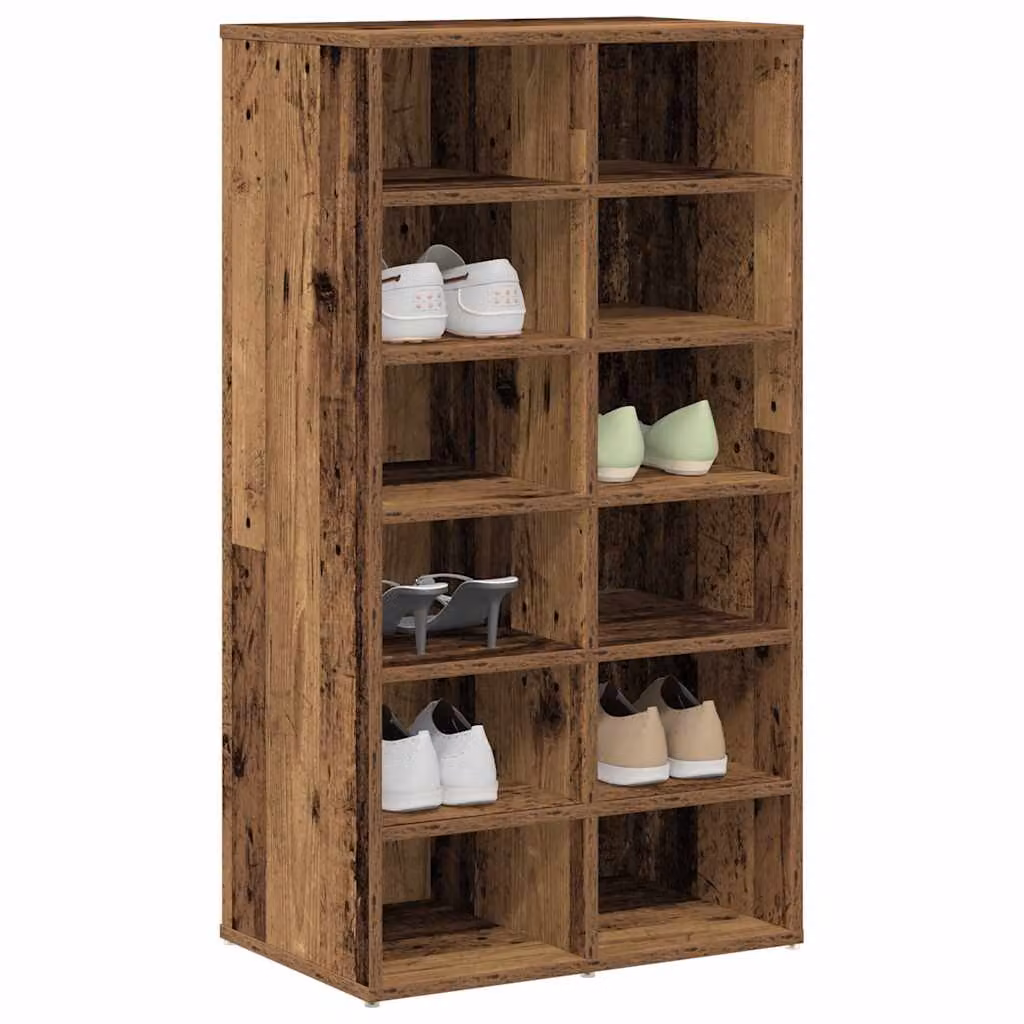 Scarpiera vidaXL in stile rustico marrone con ripiani in MDF, L: 54 cm, P: 34 cm, H: 100,5 cm