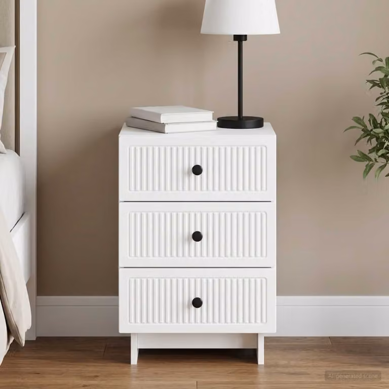 Armadio da Notte Moderno vidaXL Bianco in Legno MDF e Metallo L 43 cm x P 41 cm x H 66,5 cm