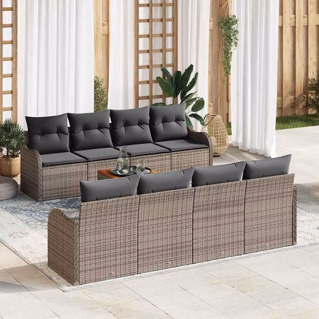 Maison Exclusive - Set Divano da Giardino 9 pcs Grigio polyrattan