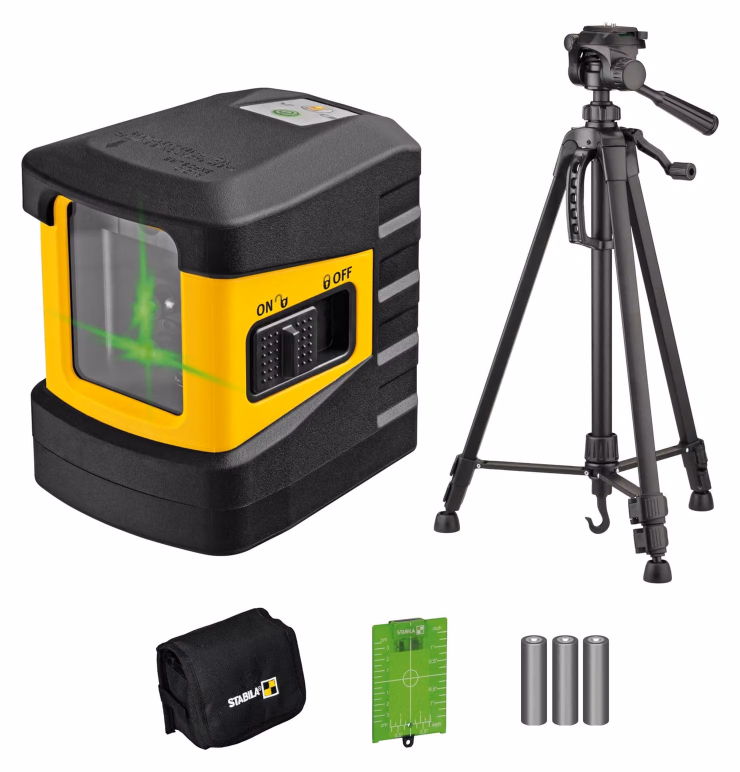 STABILA, livella laser a croce verde LAX 60 G, autonivelante, set con treppiede