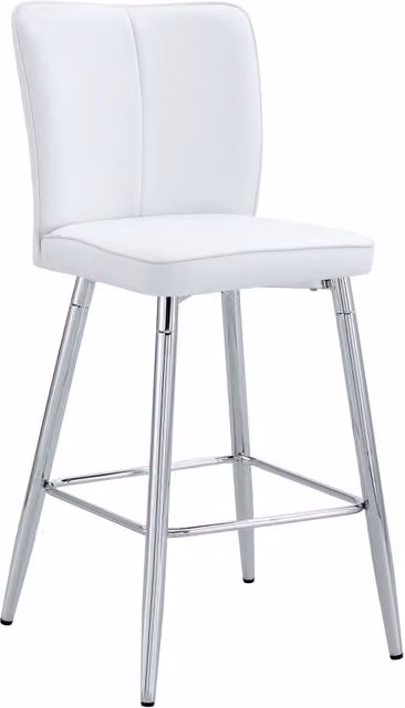 Set di 2 sgabelli da bar con schienale ergonomico e poggiapiedi in similpelle bianca e metallo argento L/P/H: 54 x 54 x 51 cm