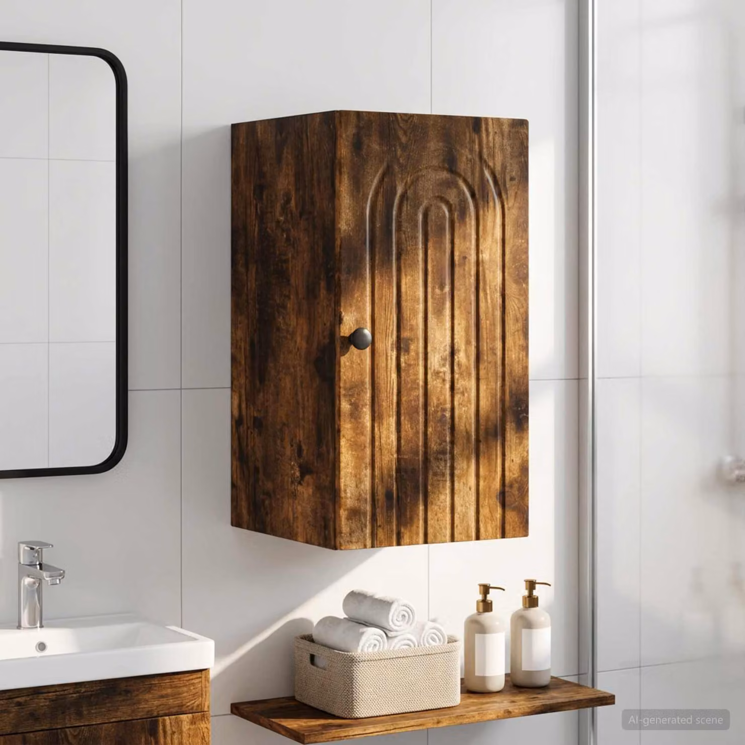 Armadio da bagno a muro vidaXL ALKMAAR moderno in Rovere Fumo, L/P/H: 30 x 31 x 59 cm