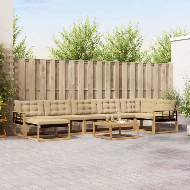 Set di divani da esterno 8 pz Bianco e Beige 3388931