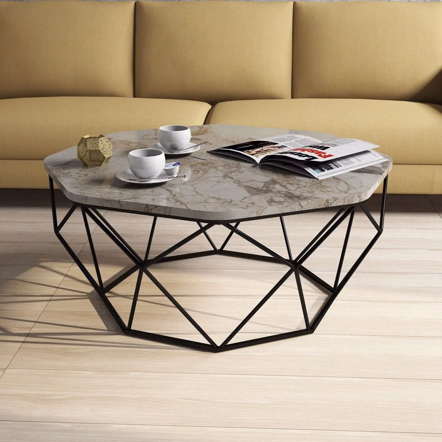 Skye Decor, Diamond- Diamond CAN, bianco, tavolini da caffè, 38x90x90 cm, 100% pannello di particelle rivestito in melamina
