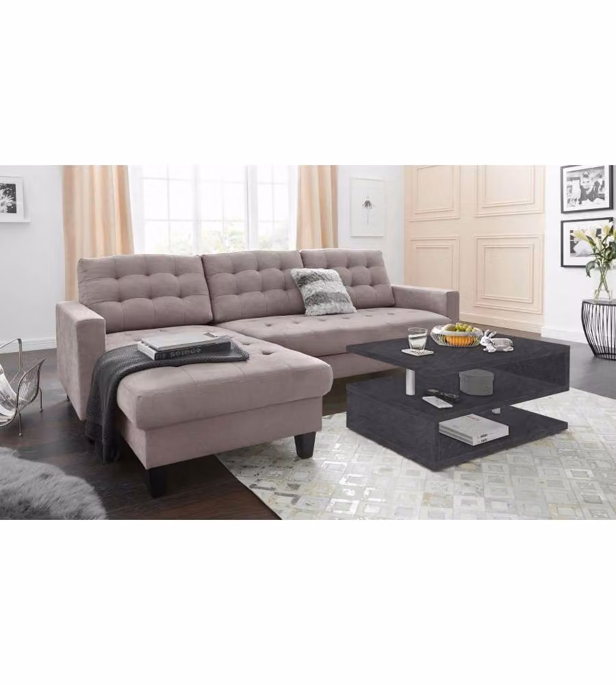 Tavolo da caffè moderno Zeta 90 Report di Web Furniture, grigio, piano rettangolare opaco